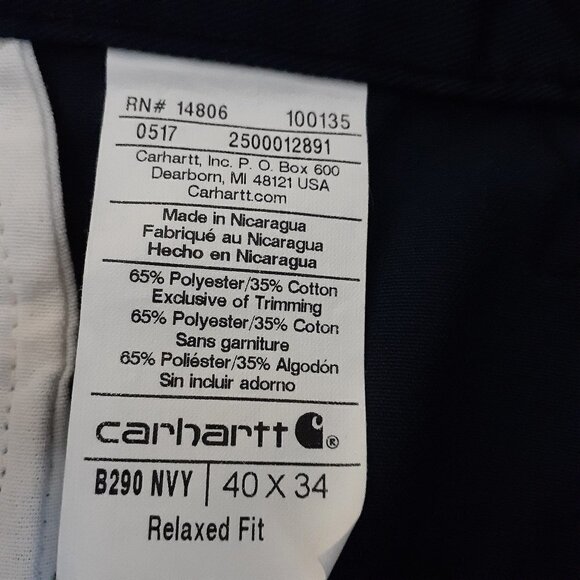 Carhartt Men's Size 40x34 Blended Twill Work Navy Blue Chino Pants - Picture 3 of 10